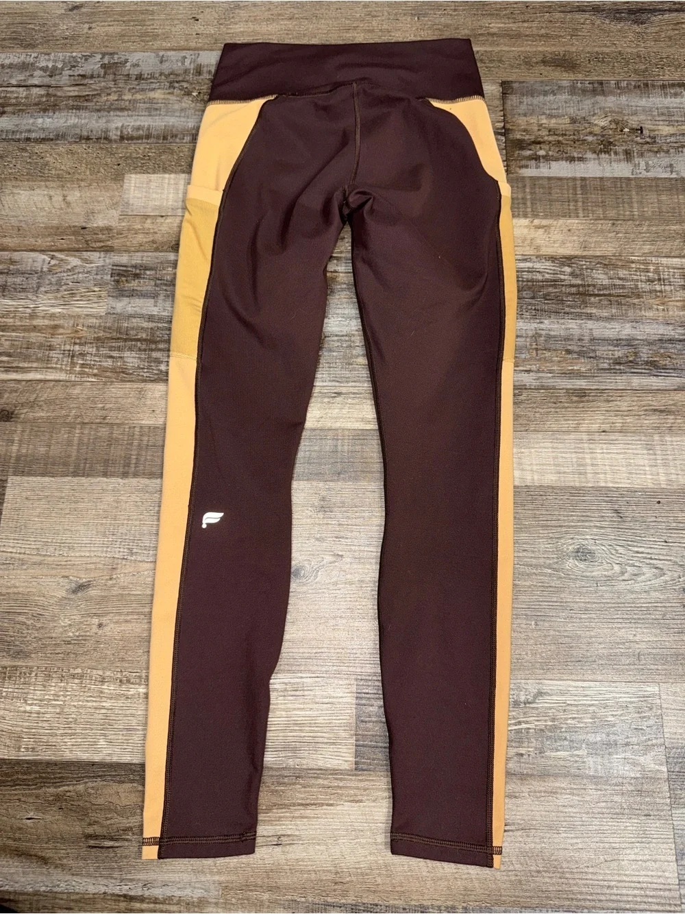 Fabletics PowerHold On-The-Go High Waisted Leggings Small Brown Colorblock